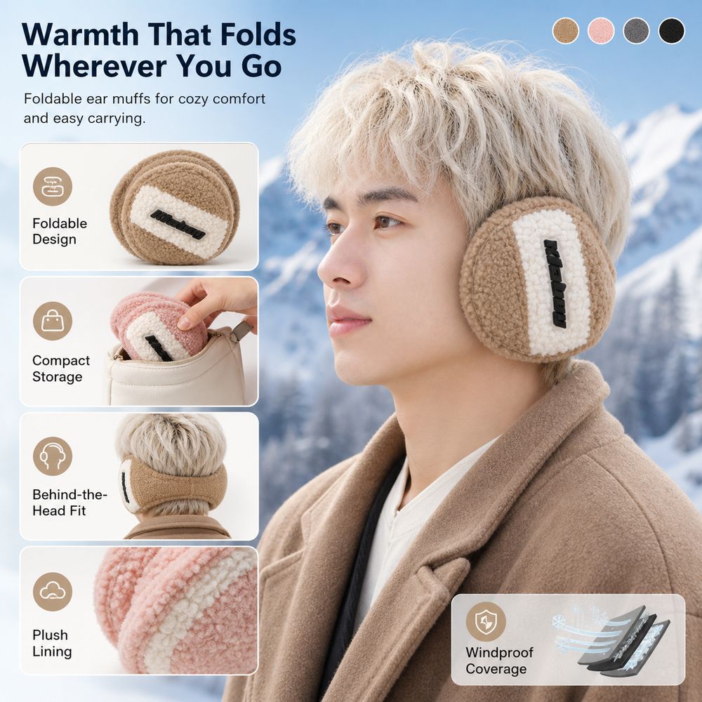 Earmuffs Foldable - Yeni Katlanabilir Kulaklık Rüzgar Geçirmez Kalın