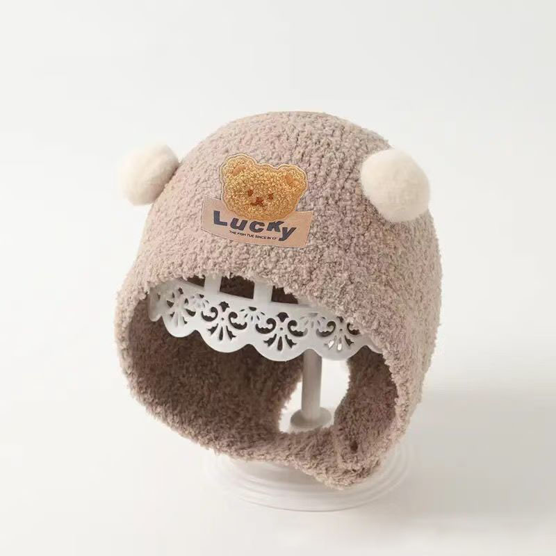 Knit Beanie Hat Warm - Sevimli Ayı Bebek Kulak Koruma Kapağı
