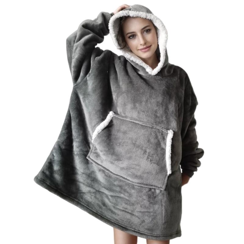 Sherpa Hoodie Fleece - Giyilebilir Yetişkin Süper Yumuşak Flanel Sherpa