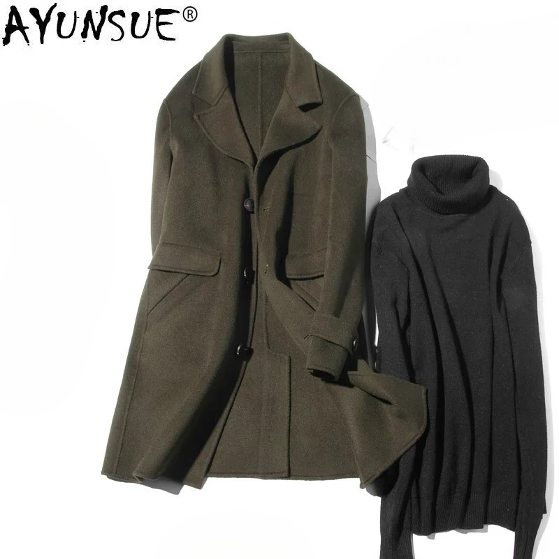 Wool Coat Peacoat - AYUNSUE 100% Yün Ceket Erkekler Sonbahar