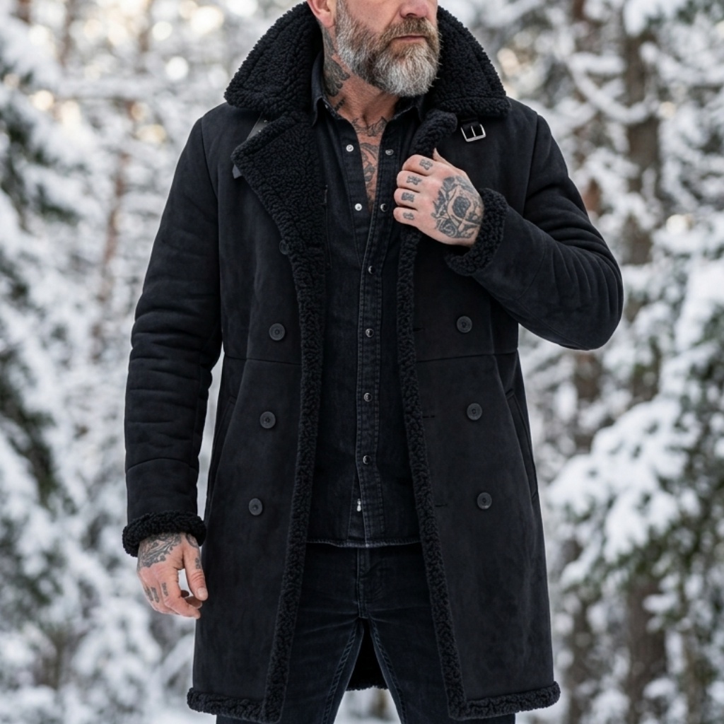 Down Jacket Packable - Erkek Suni Süet Kürk Astarlı Kışlık