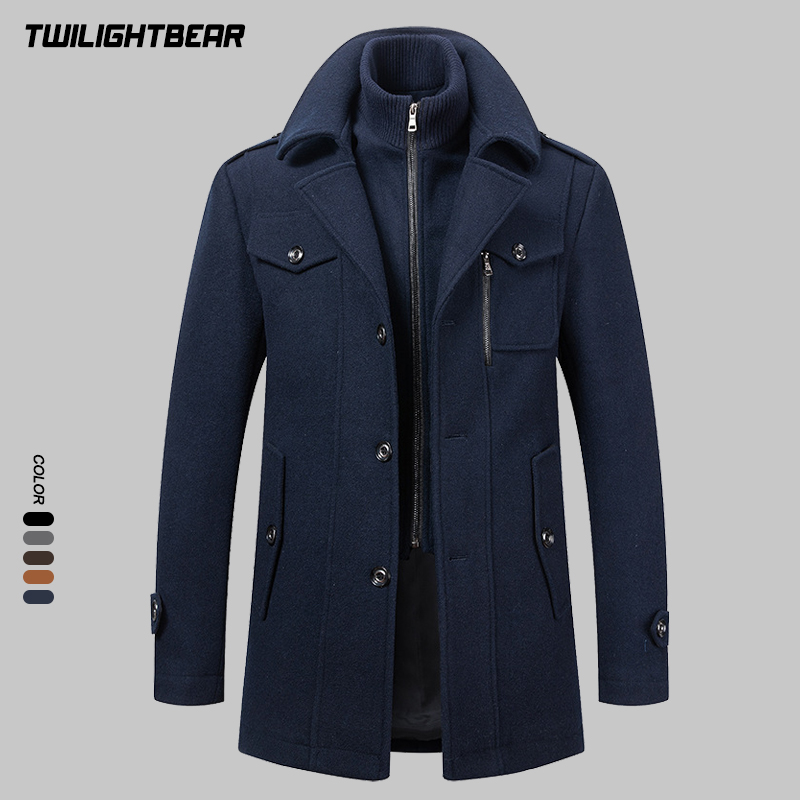 Wool Coat Peacoat - Kışlık Erkek Yünlü Palto Büyük Beden