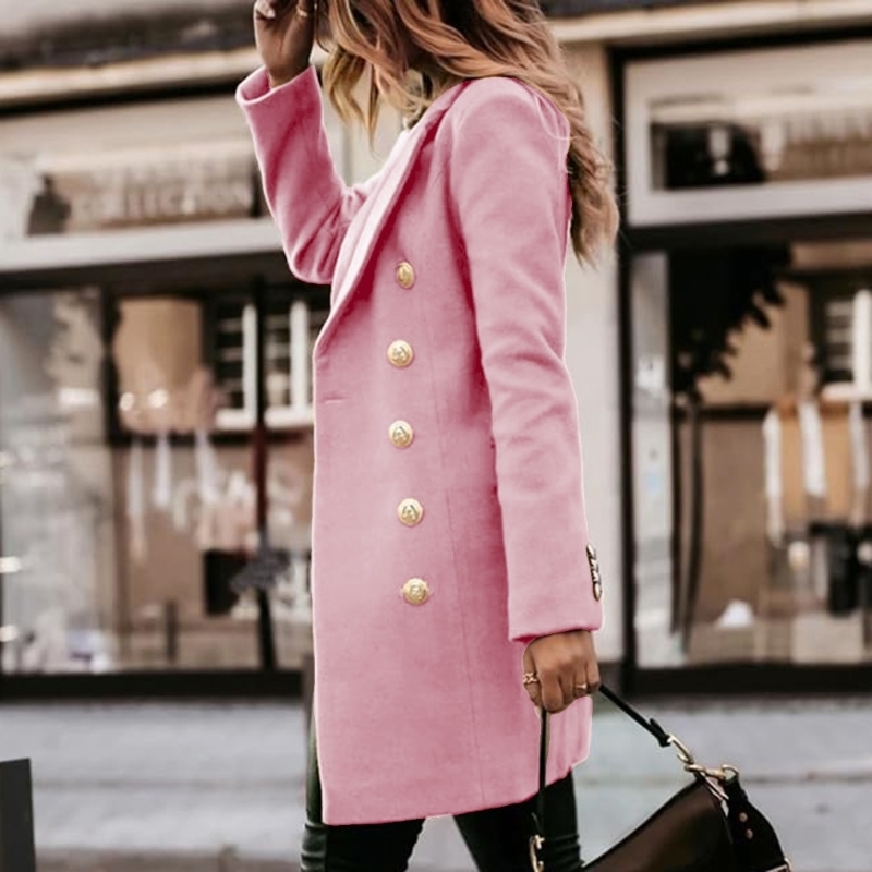 Wool Coat Peacoat - Bayan Sonbahar Kış Yün Paltolar Kruvaze