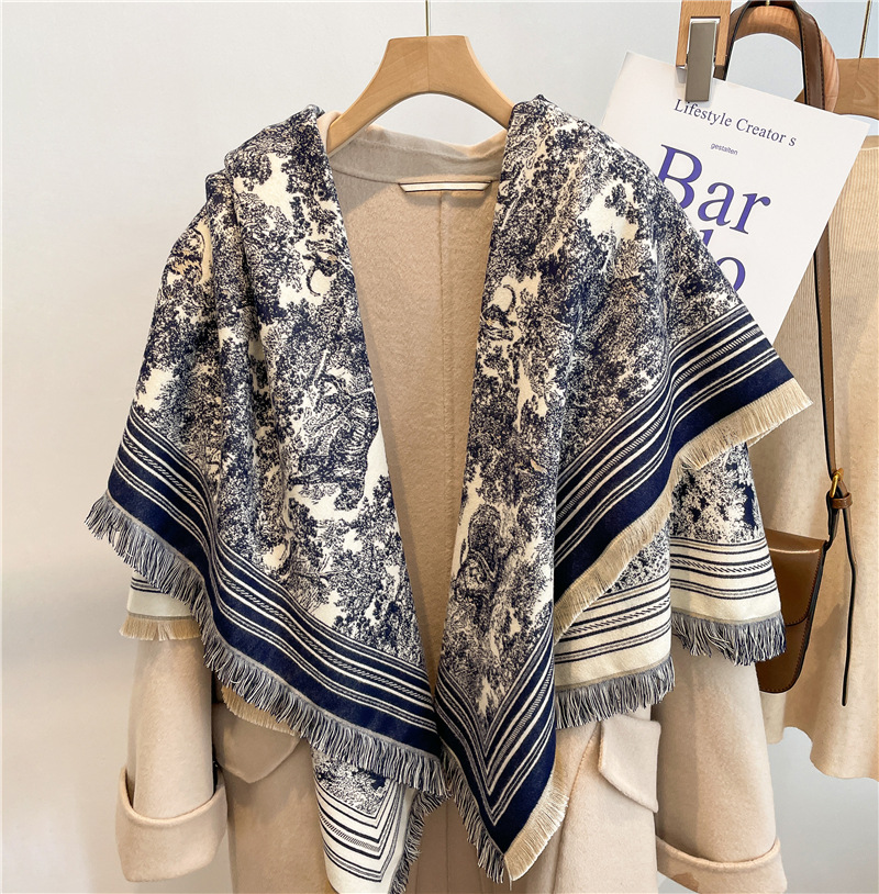 Cashmere Pashmina Wrap - Lüks Eşarp Kadın Kaşmir Karışımı Bufanda