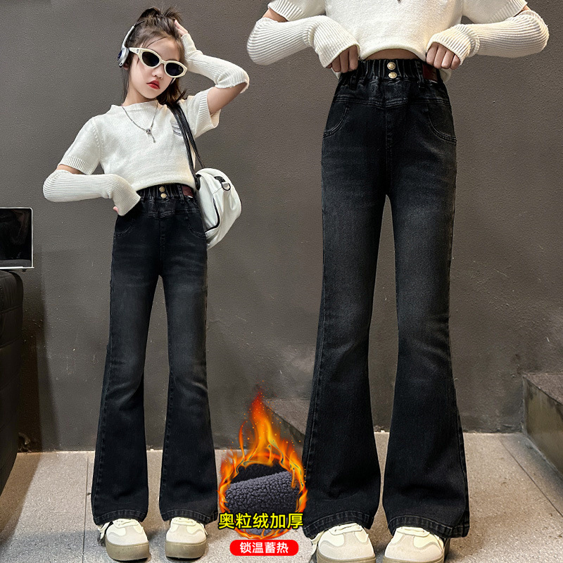 Corduroy Pant Warm - Rahat Çocuklar Kış Kadife Astarlı Flare