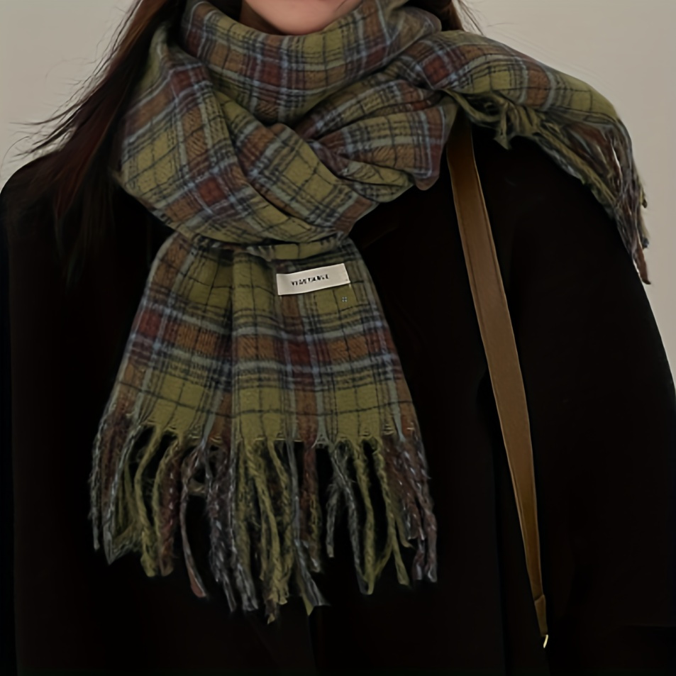 Vintage Yeşil Ekose Püskül Eşa - Cashmere Pashmina Wrap incelemesi ve fiyatı