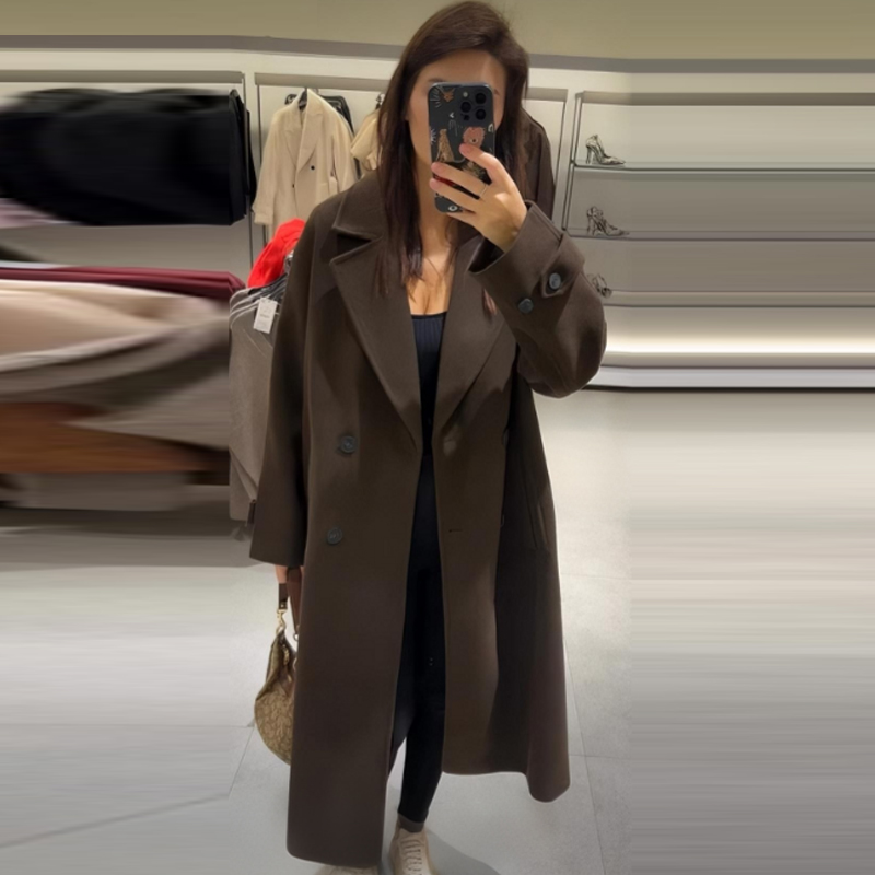 HXAO Kadın Ceket Kahverengi Tü - Wool Coat Peacoat incelemesi ve fiyatı