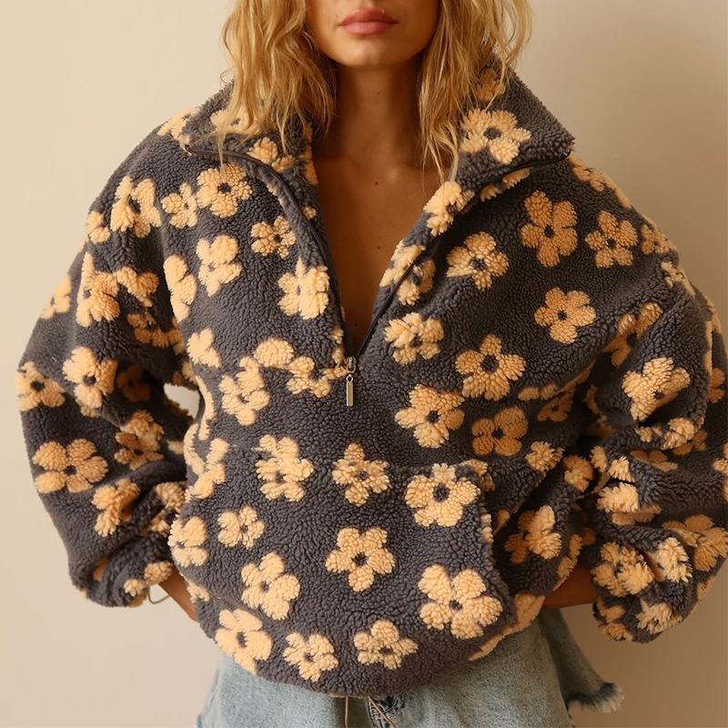 Çiçek Desenli Sherpa Yarım Fer - Sherpa Hoodie Fleece incelemesi ve fiyatı