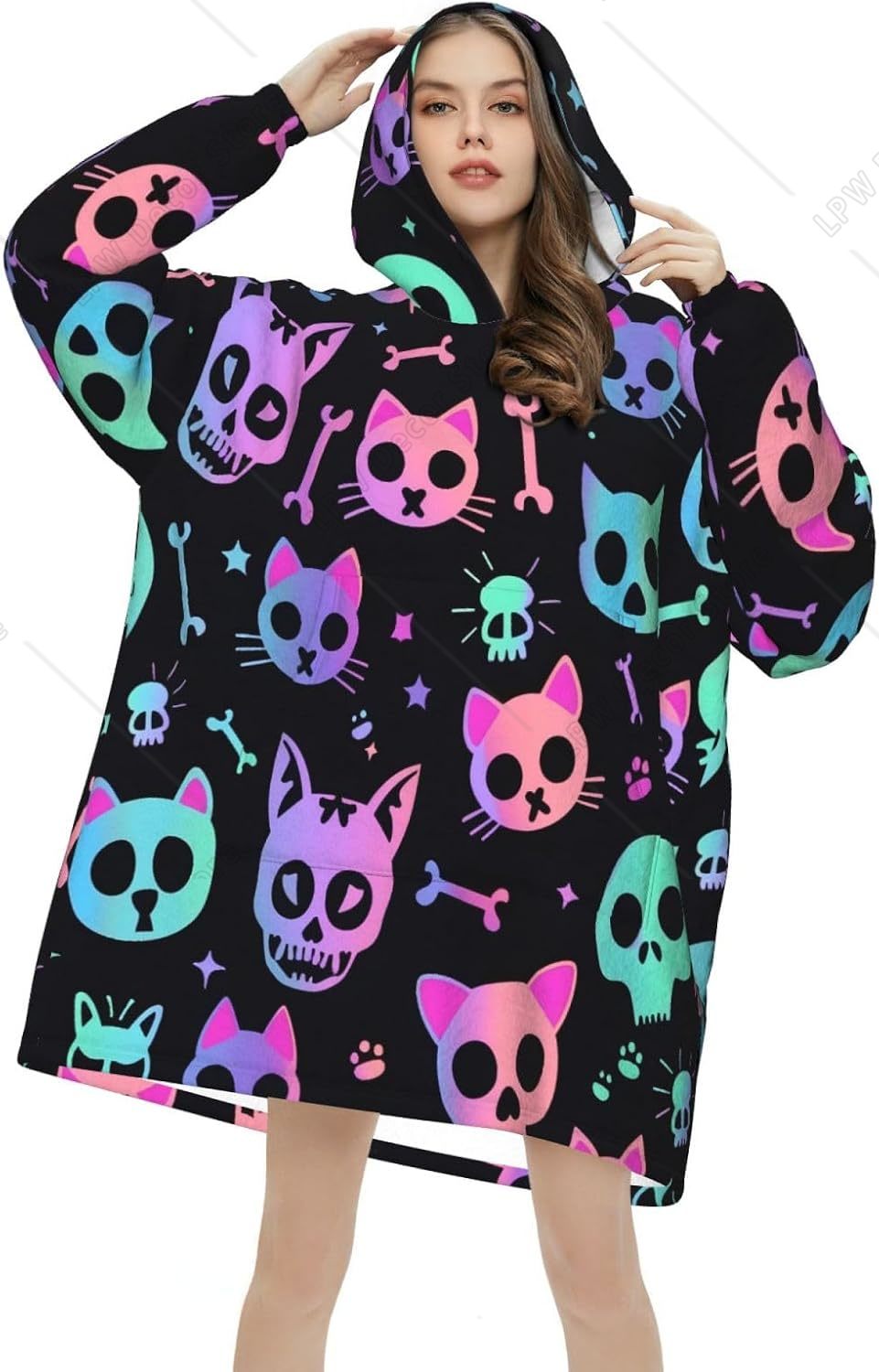 Kedi Kafatası Kemikleri Desenl - Sherpa Hoodie Fleece incelemesi ve fiyatı