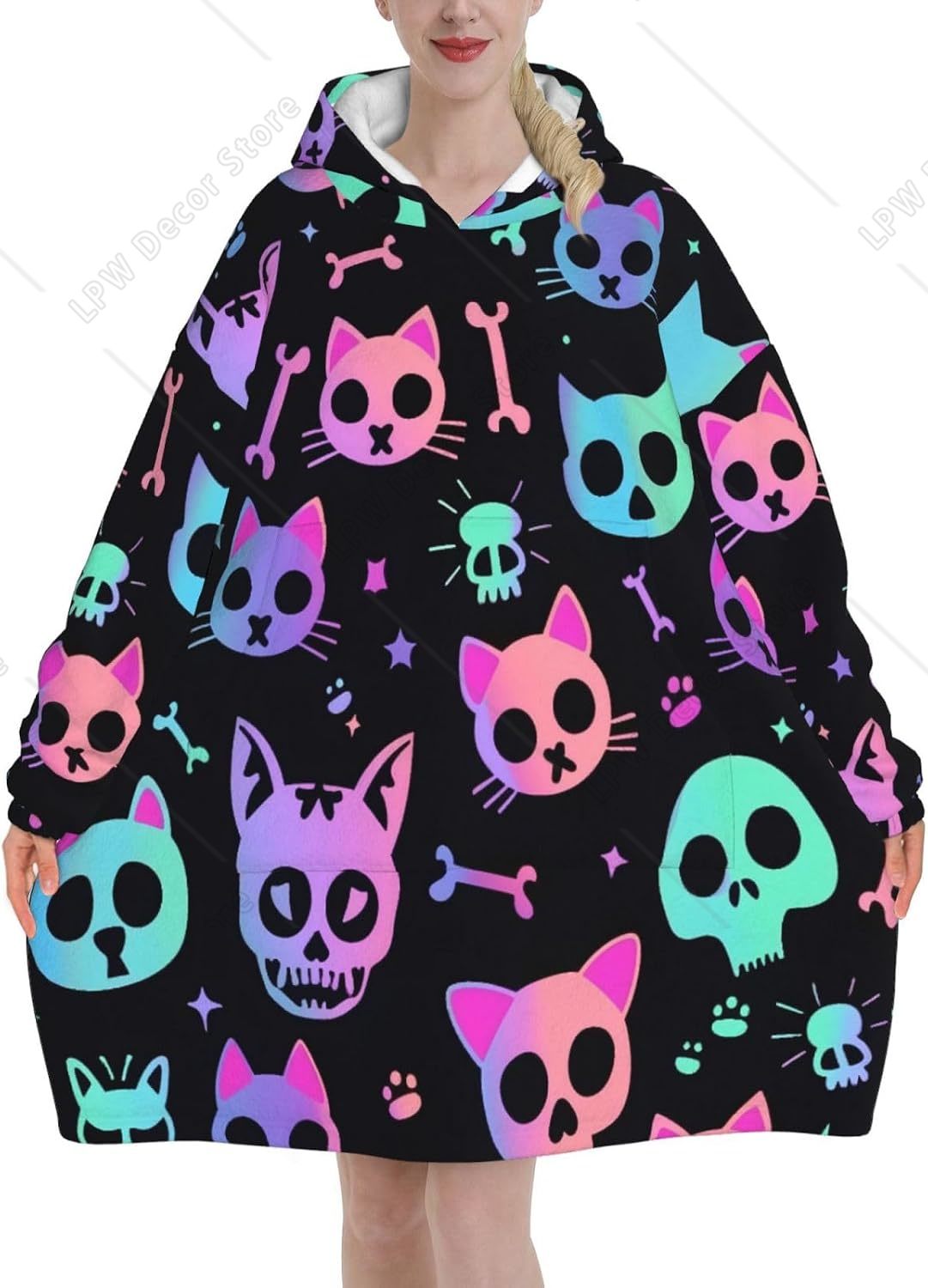 Kedi Kafatası Kemikleri Desenl - Sherpa Hoodie Fleece incelemesi ve fiyatı