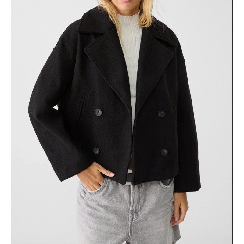 Kadın Büyük Beden Kruvaze Yün  - Wool Coat Peacoat incelemesi ve fiyatı