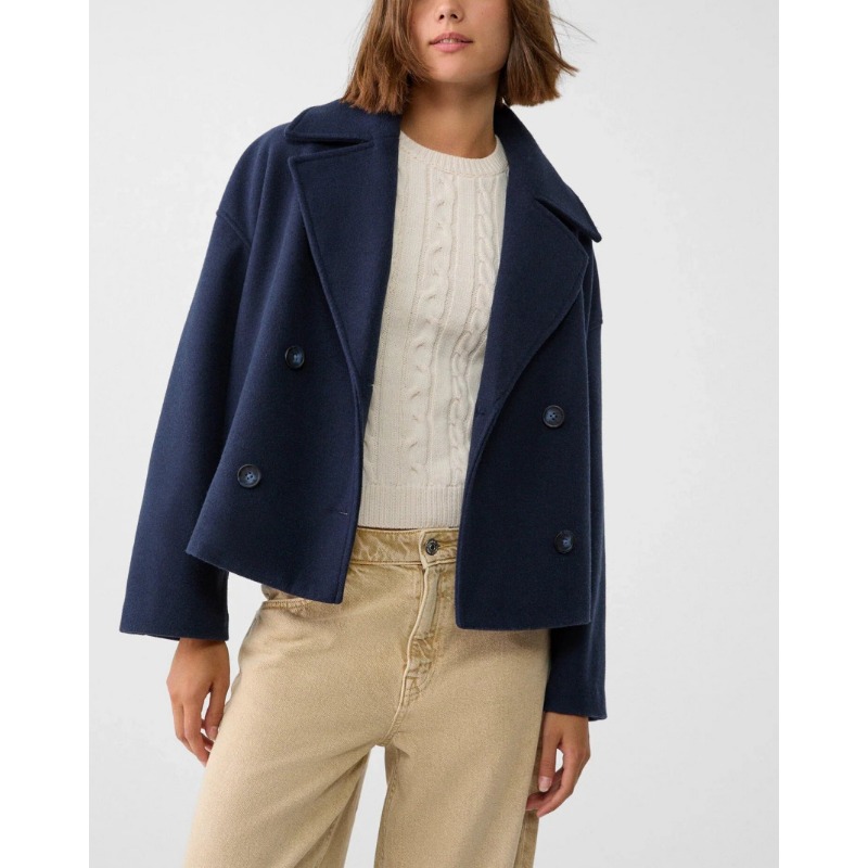 Kadın Büyük Beden Kruvaze Yün  - Wool Coat Peacoat incelemesi ve fiyatı