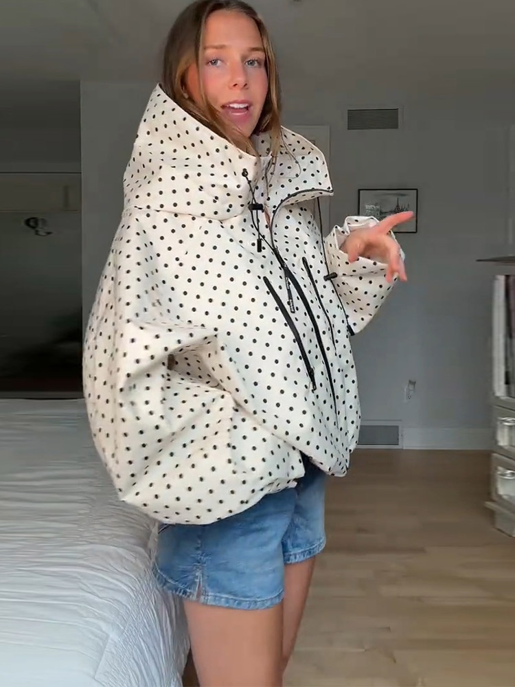 Puantiyeli Kapüşonlu Kadın Cek - Down Jacket Packable incelemesi ve fiyatı