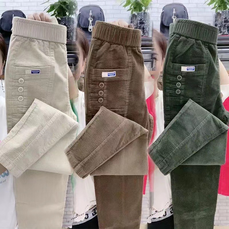 Kadınlar Sıcak Bahar Kış Düğme - Corduroy Pant Warm incelemesi ve fiyatı